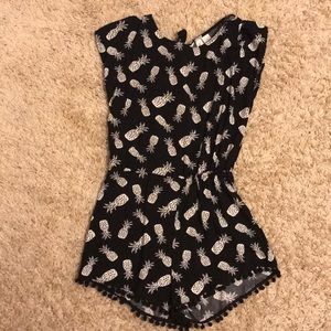Pineapple Black & White Romper